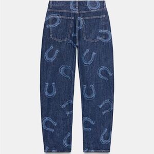Zara Women's Barrell Jeans with Horseshoe Print